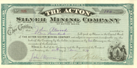 Silver Mining Co. of Acton Maine - Stock Certificate